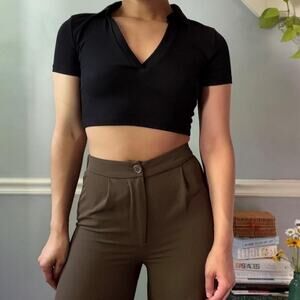 Zara ribbed polo crop top